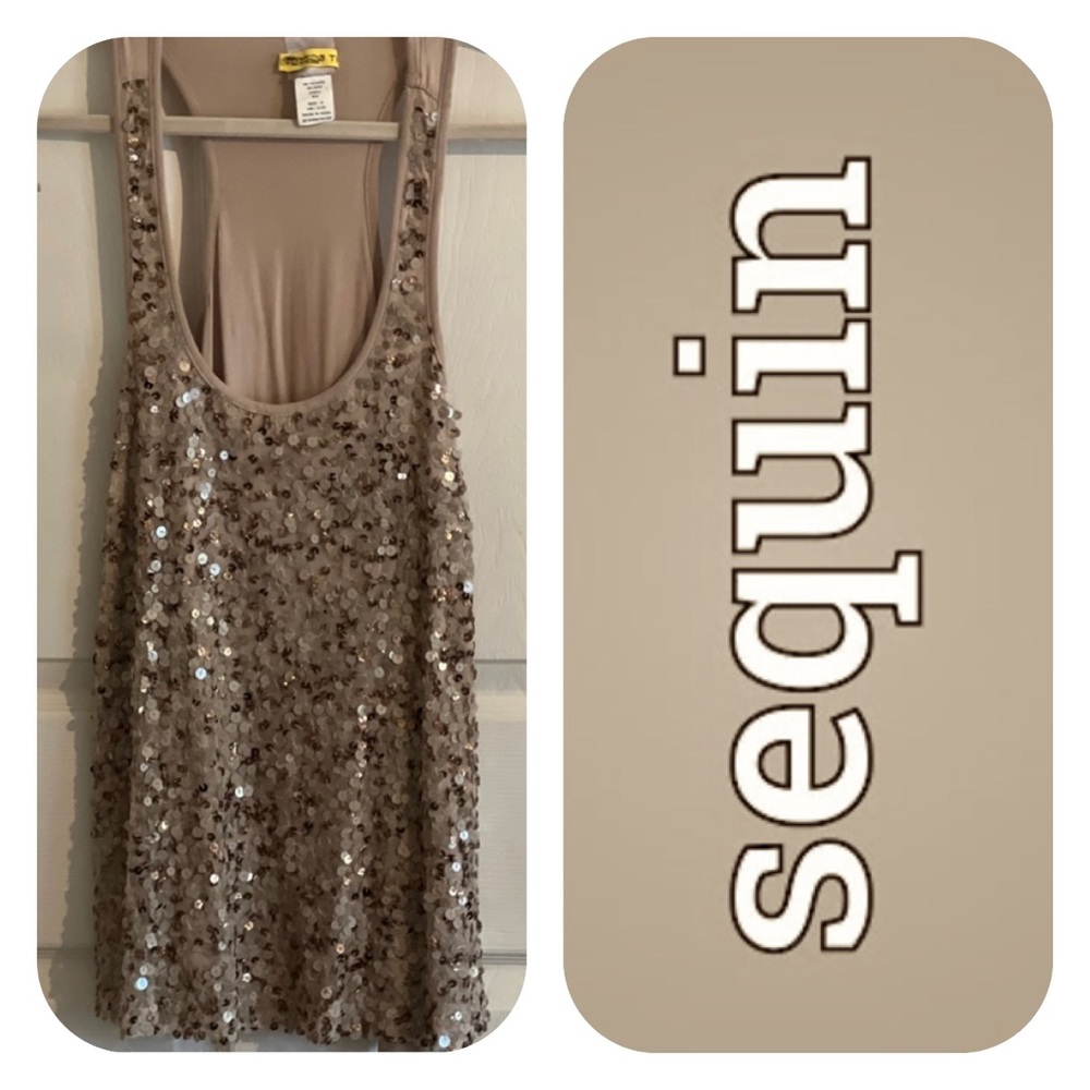 Sequined Front Halter Tank Top Sz. S
